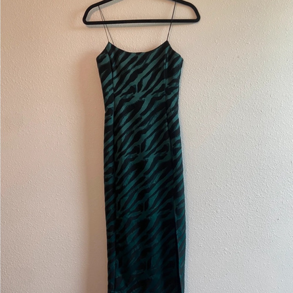 bec + bridge Teal and Black Zebra Midi Dress